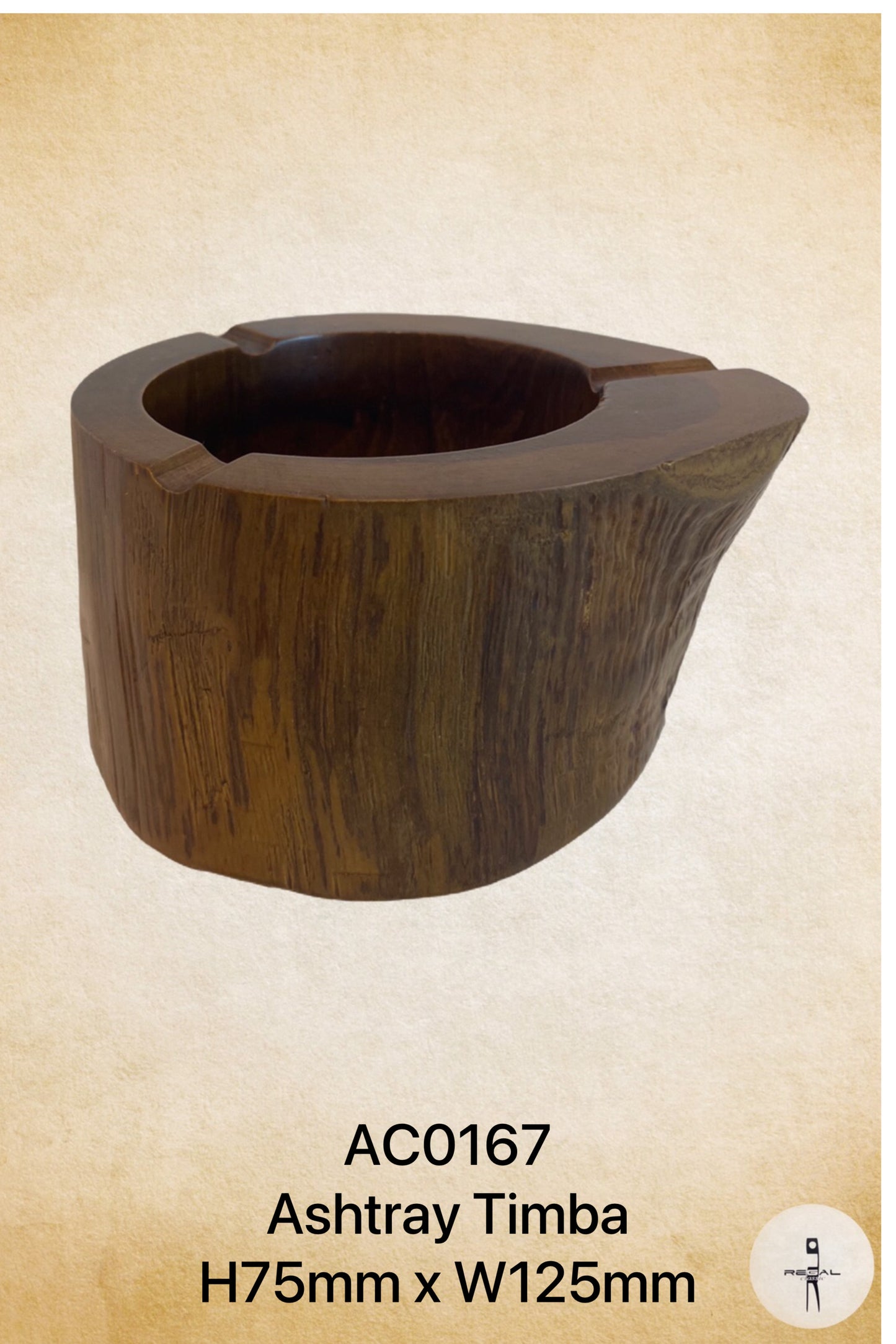 A brown wooden ashtray with a smooth finish and a classic design.
