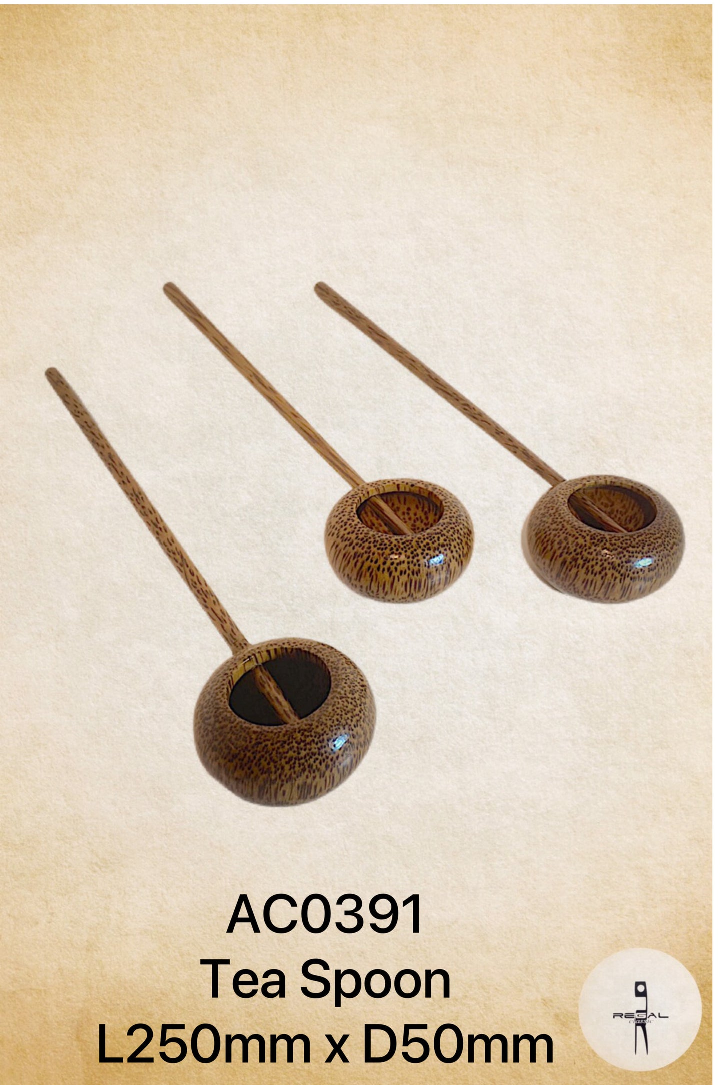 Three brown wooden tea spoons with a smooth finish and rounded handles