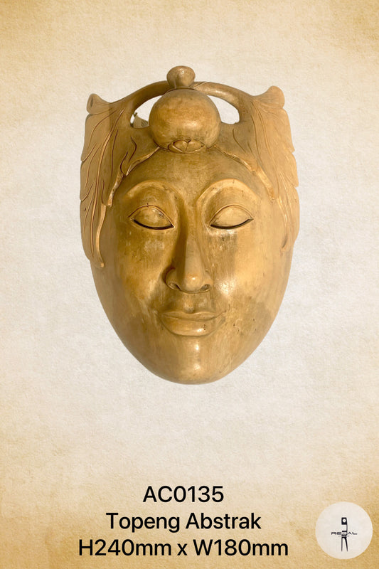 A bronze-colored, abstract-patterned face mask accessory.