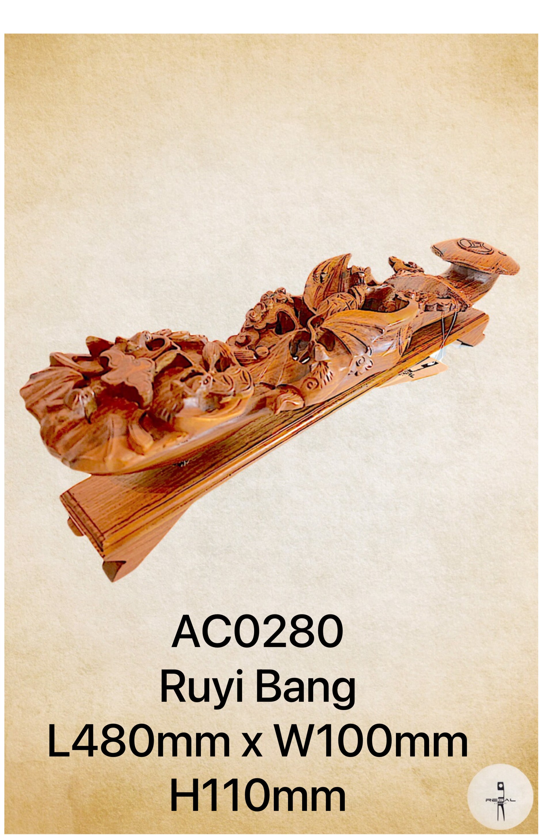 An ornate wooden accessory with a dragon-like pattern