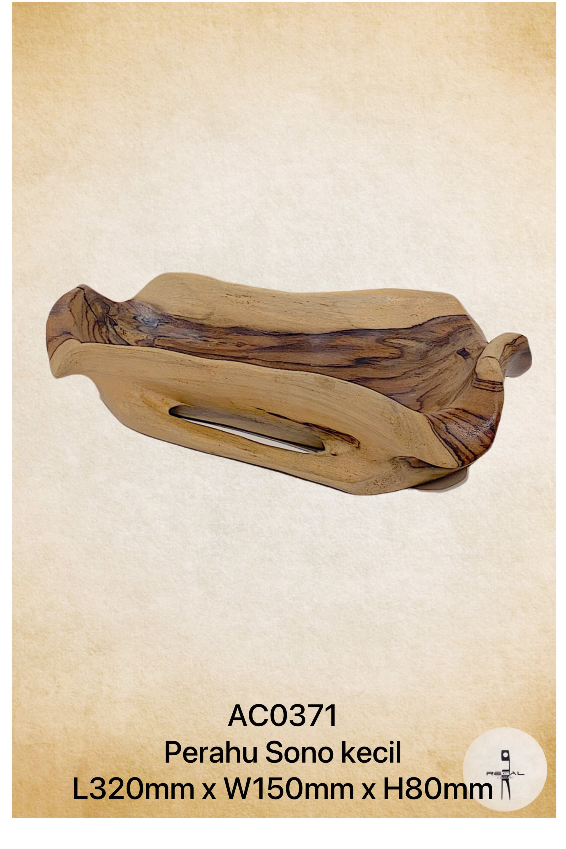 A small wooden decorative tray with a smooth finish and a natural wood grain.