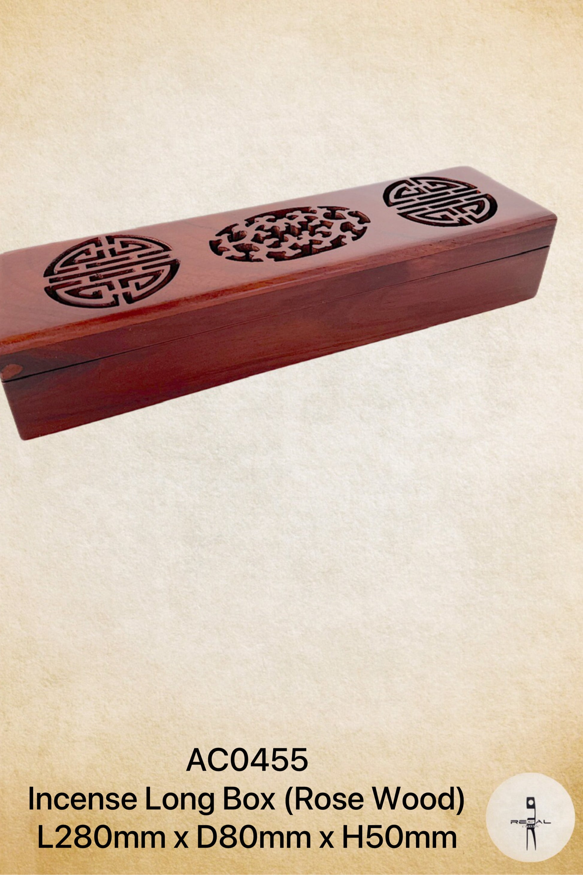 A long, rectangular rose wood incense box with multiple slots for holding incense sticks.