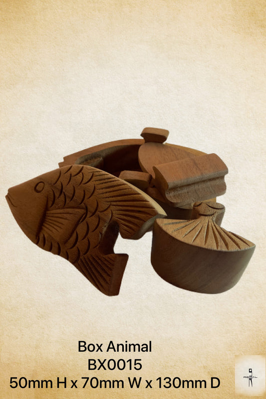 A brown storage box designed to resemble a stingray, with compartments for storing various items.