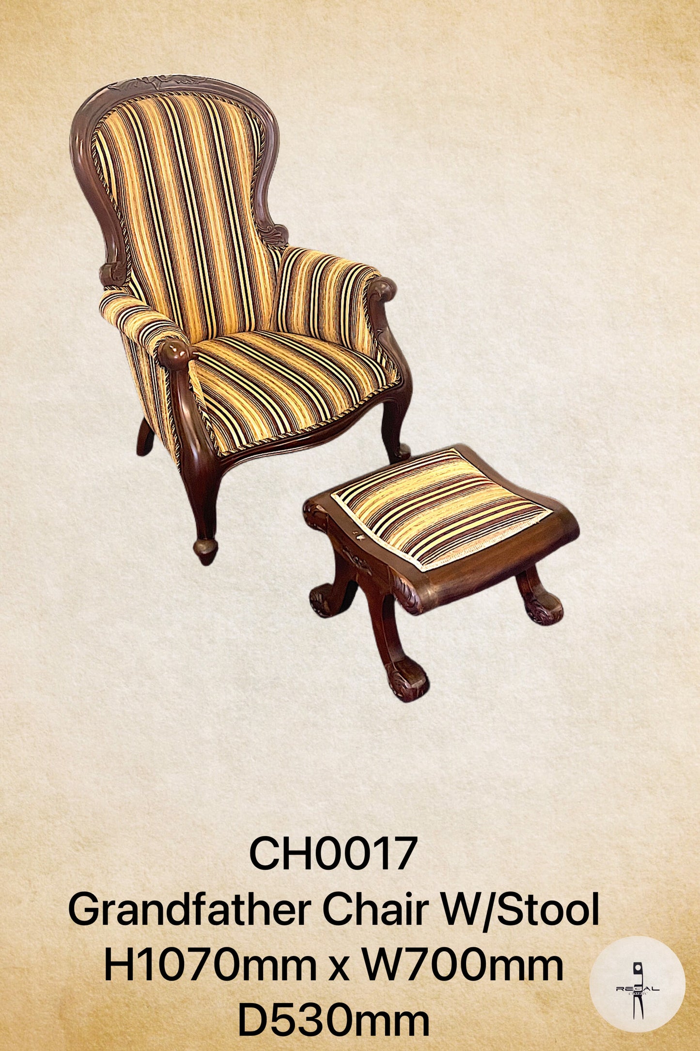 Grandfather Chair w/Stool