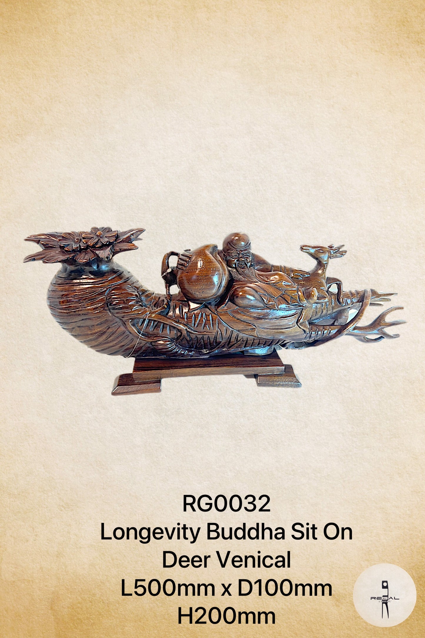 Buddha Panjang Umur Duduk Di Atas Rusa