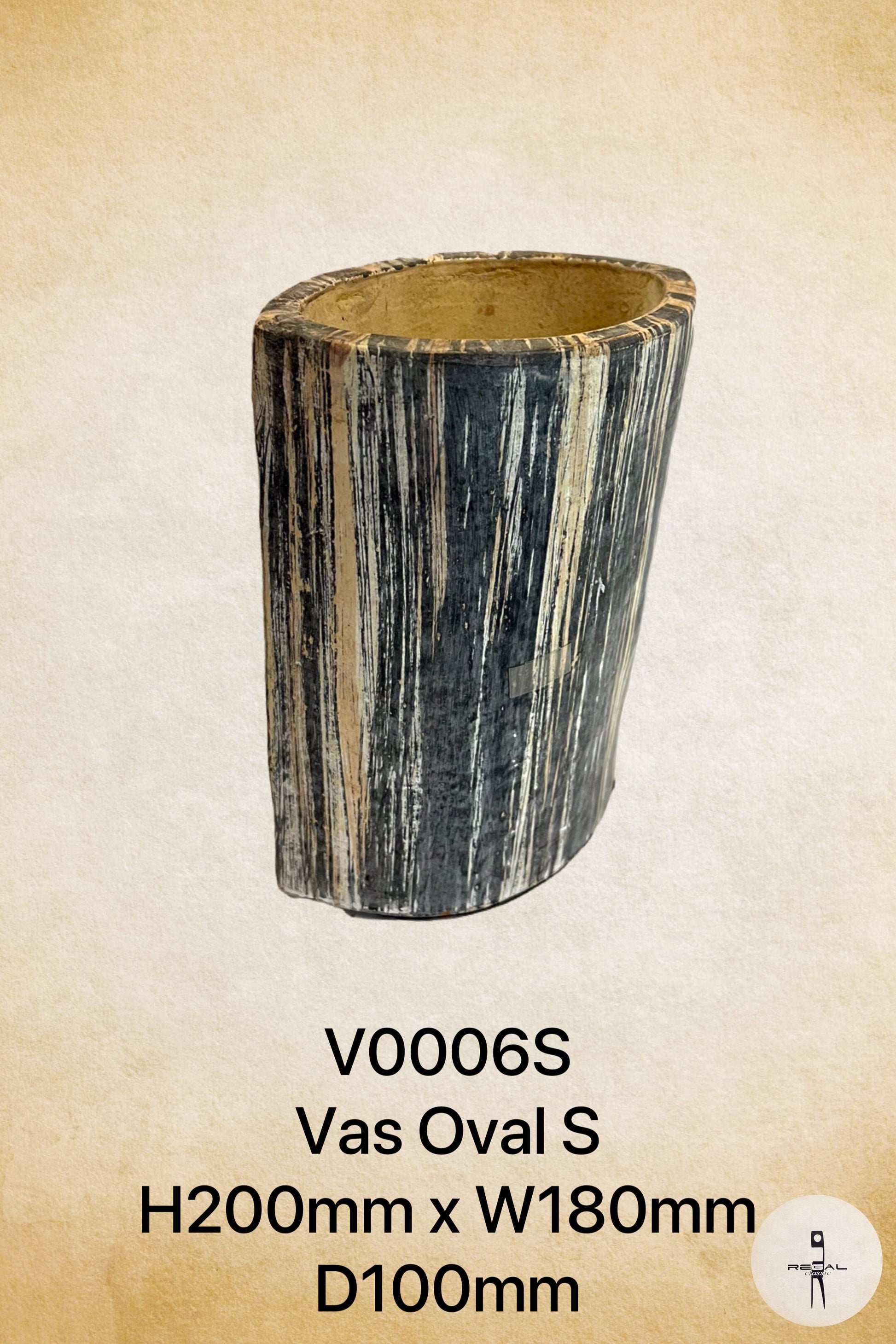 oval-shaped ceramic tray with a black and white striped pattern