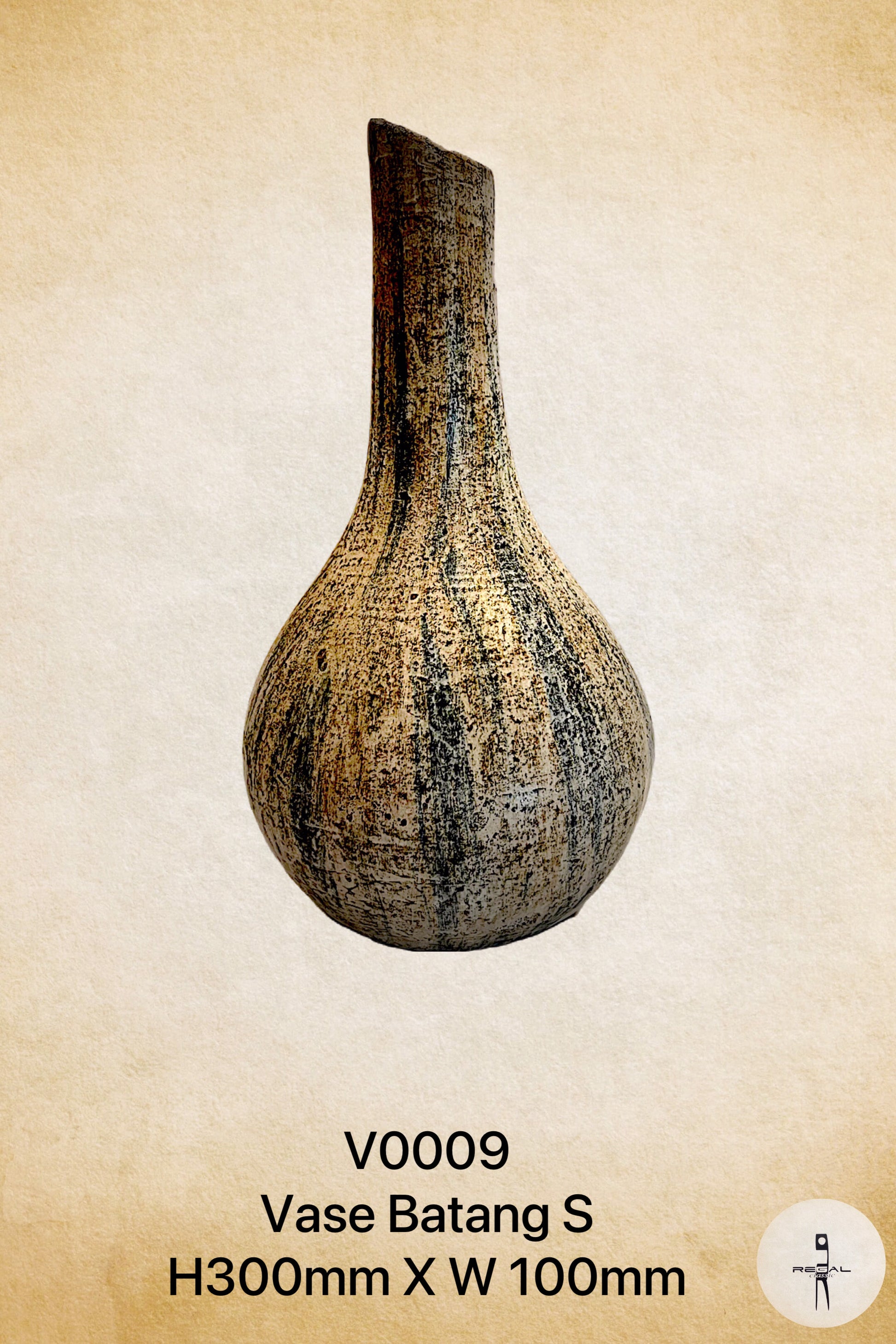 Beige ceramic vase with a textured surface